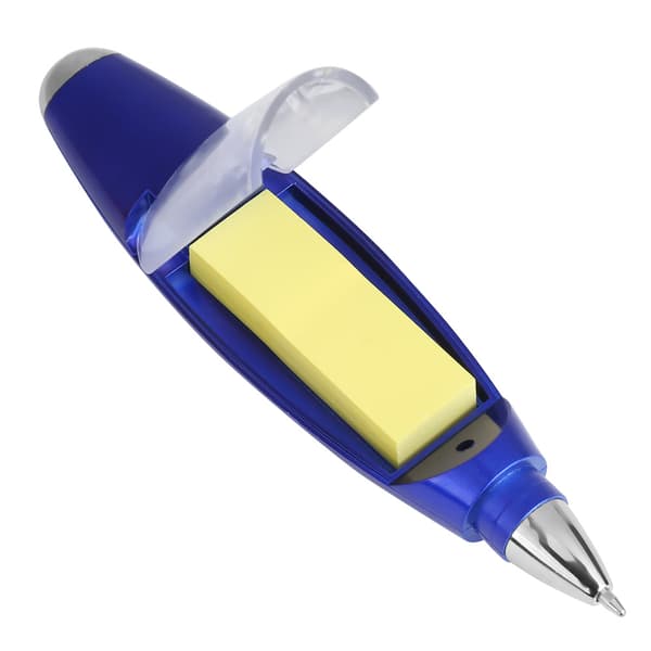 Multifunktionelle hjemme- og forretningskuglepenne med sticky notes + LED-lys + snor, blå