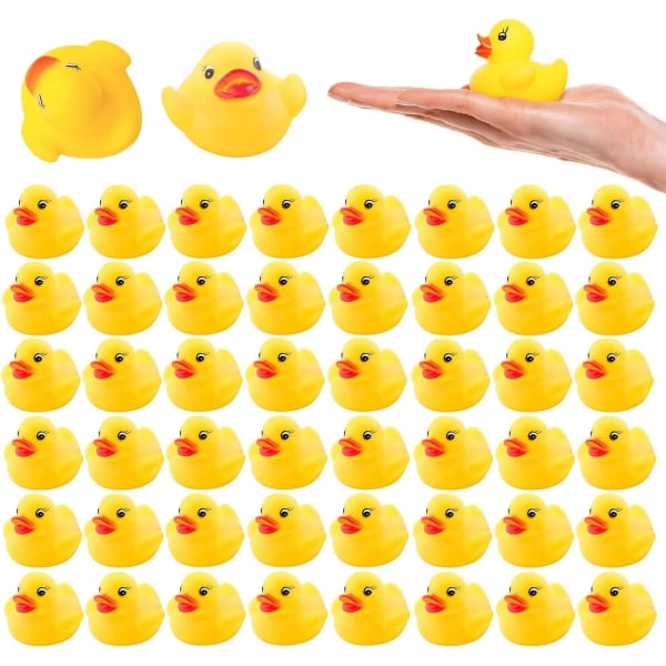 50-pack Mini Gummi Ducks, Gummi Duck Bulk Float Duck Baby Badleksak, Dusch Födelsedagsfest gynnar Gåva Klassrum Sommar Beach Pool Party Games