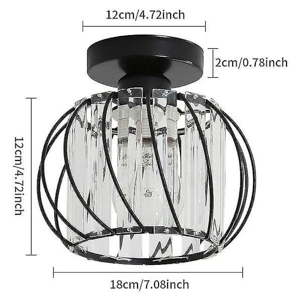 Moderne krystall taklampe E27 LED taklampe Mini krystall lysekrone for kjøkken spisestue soverom gang inngang (svart)H