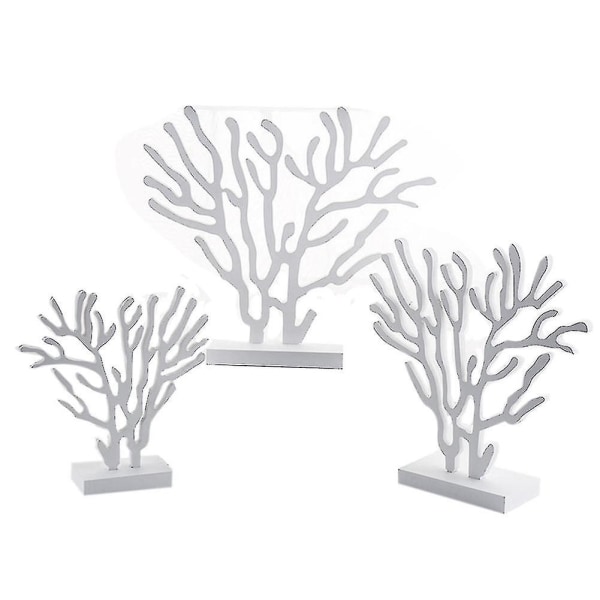 Puiset korallipuukoristeet Kolmiosainen set , valkoinen