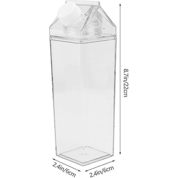 2 kpl 500 ml läpinäkyviä uudelleenkäytettäviä maitokartonkipulloja mehuille