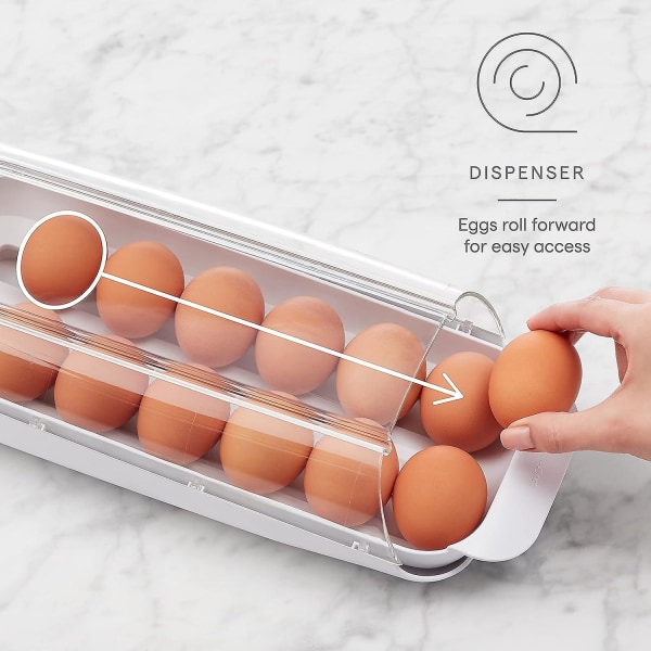 Eggstativ, stablebar dispenser og oppbevaringsorgan for kjøleskap, 37,5*16*9 cm