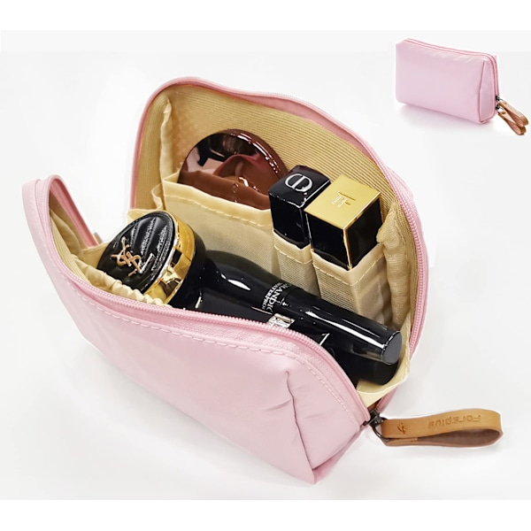 Liten Sminkväska för Handväska, Sminkväska Liten Kosmetikväska Mini Portabel Handväska för Kvinnor och Flickor (Rosa) pink