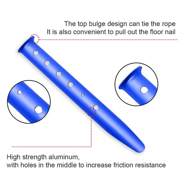Sand Telt Stakes Pins - U-formede Telt Pigger Telt Nagler Lett For Camping Vandring Backpacking blå
