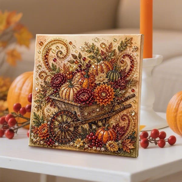 Efterårstema perlemaleri sæt, DIY diamantbroderi sæt, vægdekoration Pumpkin