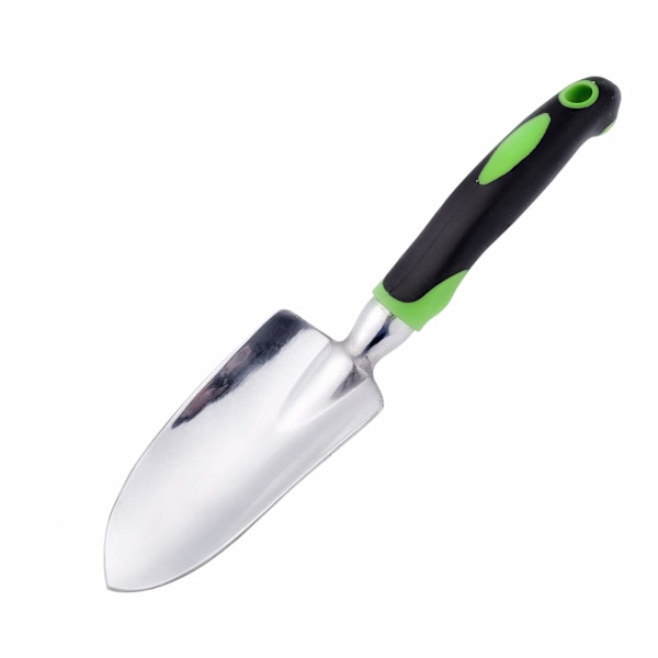 Hagespade i rustfritt stål med ergonomisk grep og sklisikkert mykt gummihåndtak for omplanting, luking, graving og planting