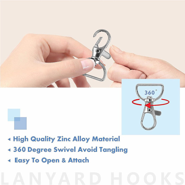 64-pakning D-ring Swivel Karabinkrok for nøkkelringer, snorer, DIY-tilbehør, hobbyartikler og vesker (7 farger, 39*30*25mm)