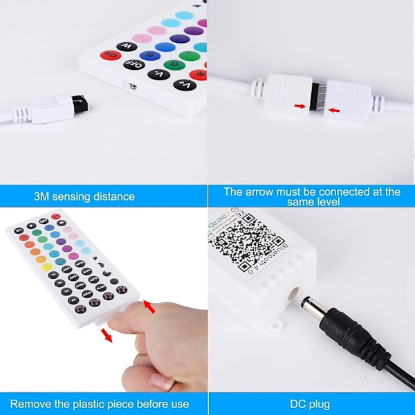 44 knappers IR-fjernkontroll og hvit IR Blutooth-kontroller for RGB LED-stripe 5050 Smd-båndlys