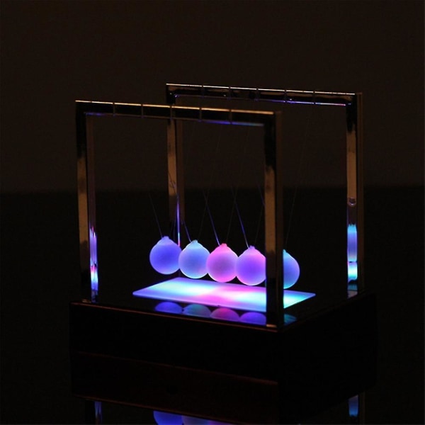 Newtons Cradle Led Light Up Kinetic Energy Home Office Science Legetøj Home Decor Luminous Pendulum Ba