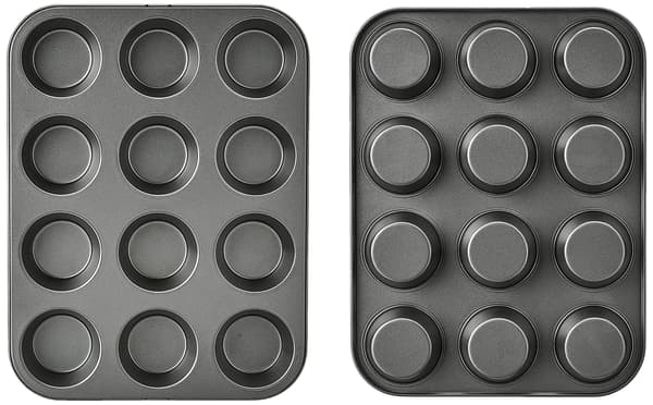 Non-stick rund muffinform i kulstofstål, 2-pak, grå