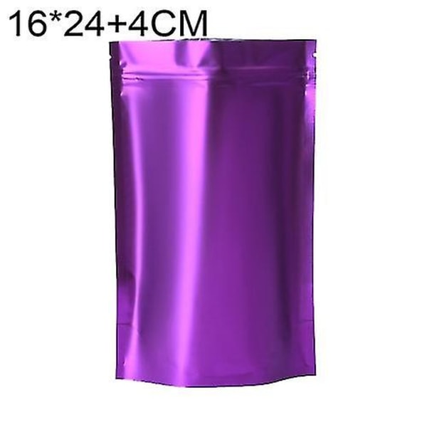 100 kpl mattapintaisia ​​alumiinifoliovälipalapusseja, koko: 16x24+4cm (violetti)