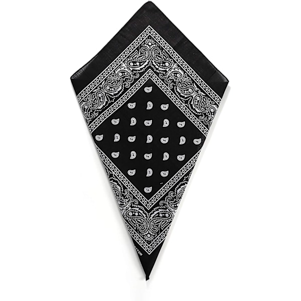 Paisley Bandana Huvudduk Halsdukar Näsduk Cowboy Bomull Haklapp Fest Ansiktsmask Huvudbonad För Motorcykel Herr Dam Unisex Black