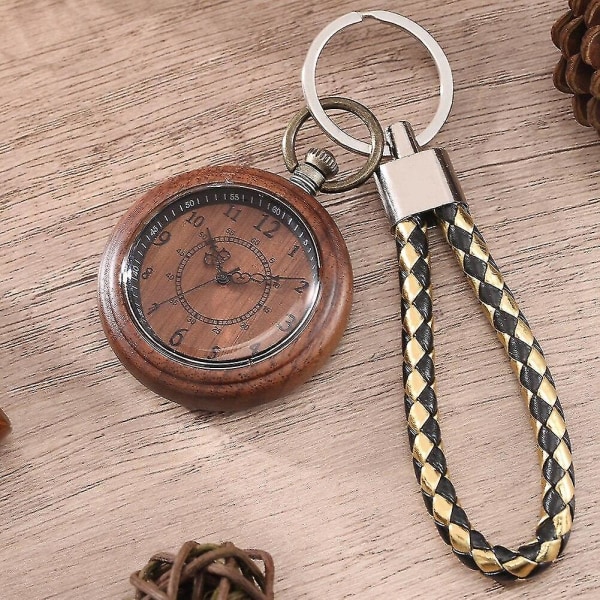 Mote Vintage Wooden Quartz Movement Wood Case Pocket Watch klokker