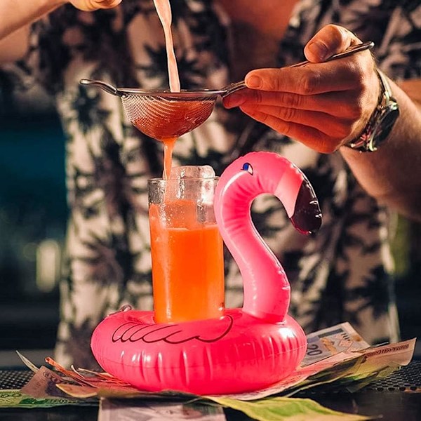 Flamingo kopholder, oppustelig drikkeholder til pool, spabad, svømmebad, strandflyder, coaster, vandlegetøj, hawaiiansk luau-festdekoration pink 24 PACK