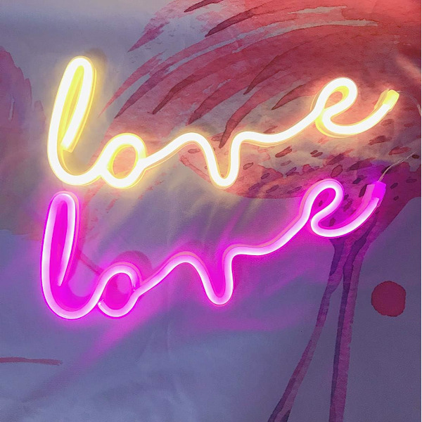 Neon-taide Love-kyltti Valo LED Rakkaus Lasten Lahja - Koristeellinen Marquee-kyltti Seinälle Huoneeseen Hääjuhliin Baariin Pubiin Hotelliin Rannalle Virkistys (Lämmin Valkoinen Art Lovewarm White