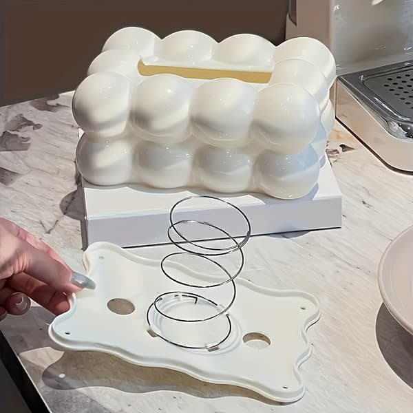 1 Moderne \"boble\"-stil servietæske — Rektangulær hvid plastikservietholder