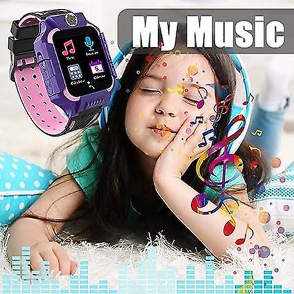 Spilur med kamera Sos Silent Mode Alarmopkald Musikafspiller Smart Watch Til Børn 4-12 år Piger Drenge Fødselsdagsgave, Lilla
