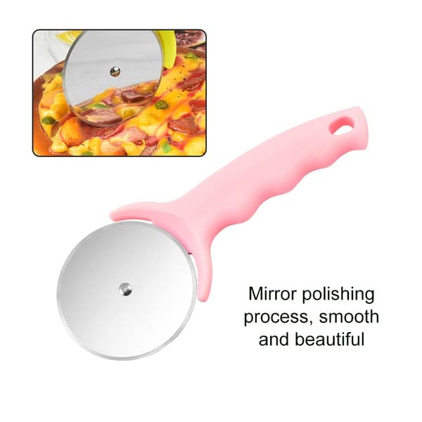 Pizzaskärare, 2 stycken i rosa rostfritt stål, extremt vasst pizzablad.