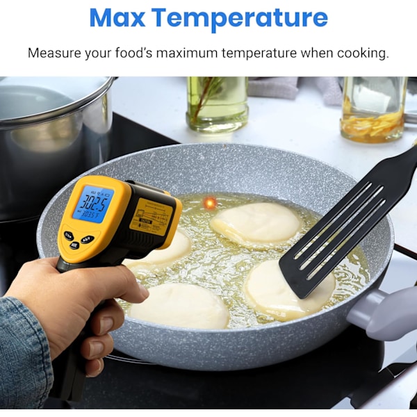 Infrarødt termometer, -50°C~610°C(-58°F~1130°F), berøringsfri digital lasertemperaturpistol med LCD-skjerm, for matlaging/pizza/ovn/kjøling 50°C~ 610°C 50°C~ 610°C