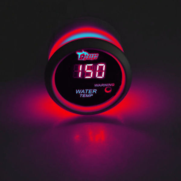 ™ 2\" 52mm Sort Bilmotor Digital Rød LED Lys Vandtemperatur Temperatur LED Måler Red Water Temp Gauge Celsius