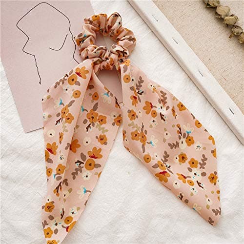 Blomsterhårpynt Sæt - 5 Chiffon Scrunchies Sløjfe Hårbånd Elastiske Hårbånd til Kvinder Piger