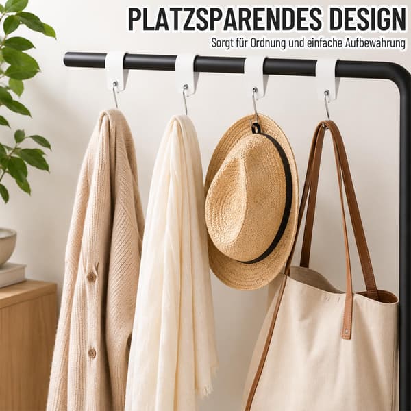 Set med 12 S-krokar med läderöglor – 13 x 3 cm White