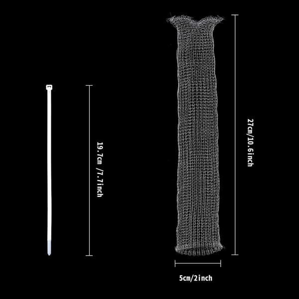 Sæt med 48 fnugfiltre i rustfrit stål og afløbssier, inklusiv 48 nylon-kabelbindere