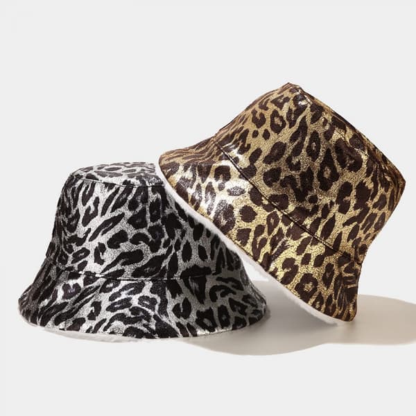 Leopardmønstret bøllehat Trendy dyremønstret fiskerhat C