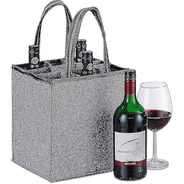 Flaskepose 9 flasker bærer til vin, øl, (45x24x24 cm, grå)