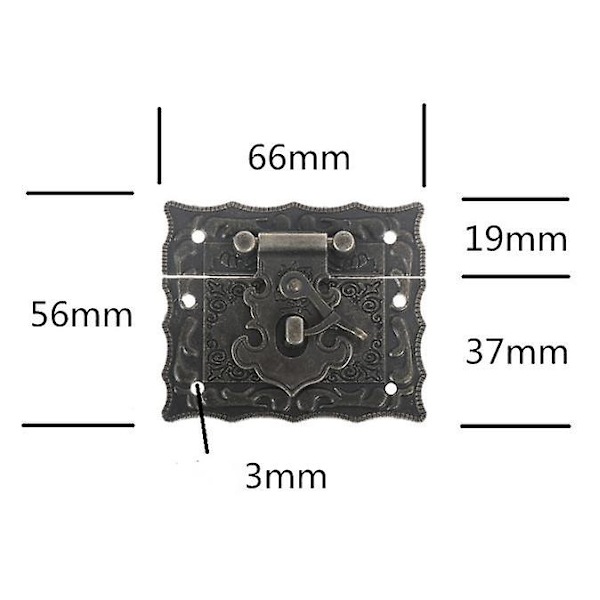 Kvadratisk Spets Antik Retro Låda Tillbehör Zink Legering Retro Låda Spänne Presentask Spänne Vinförvaringslåda Spänne Gjutna Lås 3-pack