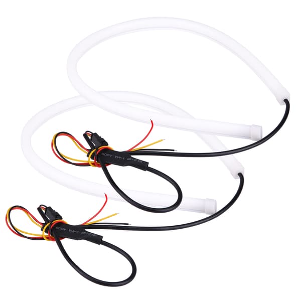 2*45cm Bil 12V Fleksibel Blød Slange Guide LED Strip DRL Lys Blinklys Blå&Gul
