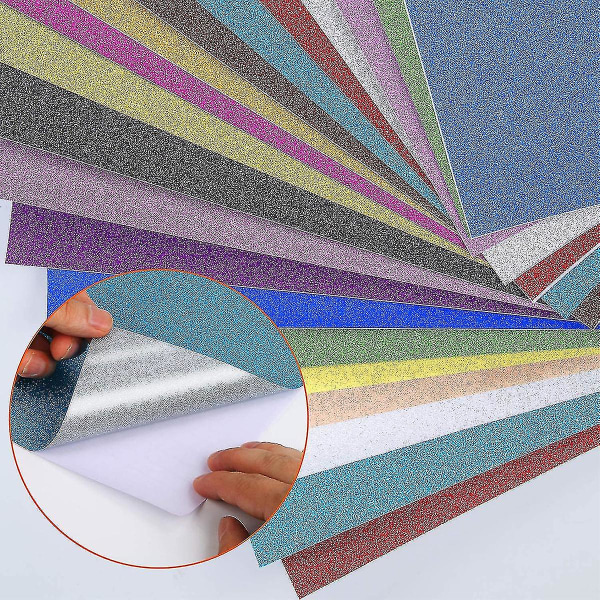 Glitter-korttipaperia, 10 arkkiä A4-kokoista korttipaperia scrapbook-arkkeihin, liimaavaa käsityökorttipaperia, DIY-lahjapakkaukseen, väri satunnainen
