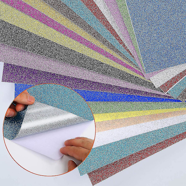 Glitterpapper för kort, 10 ark A4-format papper för scrapbooking, självhäftande hantverkspapper, DIY-presentask, slumpmässiga färger