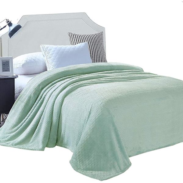 Flanellfilt, 167x228 Cm Mjuk Soffafilt, Våffelfleecefilt För Soffa, Mintgrön Filt