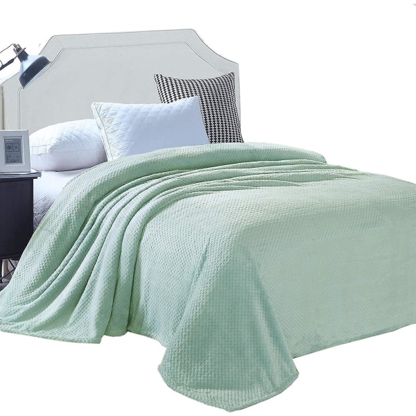 Flannel-tæppe, 167x228 Cm blødt sofatæppe, vaffelfleece-tæppe til sofa, mintgrønt tæppe
