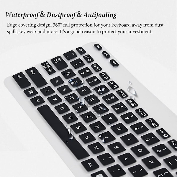 Tastaturdæksel til Logitech K360 trådløst skrivebordstastatur, Logitech Mk360 tastaturbeskytter, Logitech Mk360 K360 tastaturtilbehør - sort