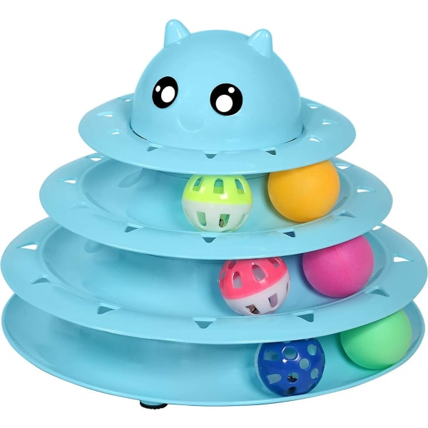 Cat Toy Roller Level 3 Turntable Cat Toy Ball Interactive Kitten Rolig andlig sport Träningspusselleksak med sex färgbollar.