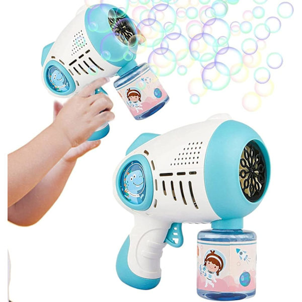 Bubbelmaskin, Elektrisk Bubbelpistol för Barn Småbarn, Uppladdningsbart Batteri Automatisk Bubbelblåsare med 5000+ Rikliga Bubbel/LED-Ljus Automatic Bubble Machine (Bule)