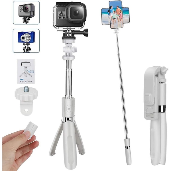 Bluetooth Selfie Stick, 100 cm Selfie Stick Bluetooth uttrekkbart stativ