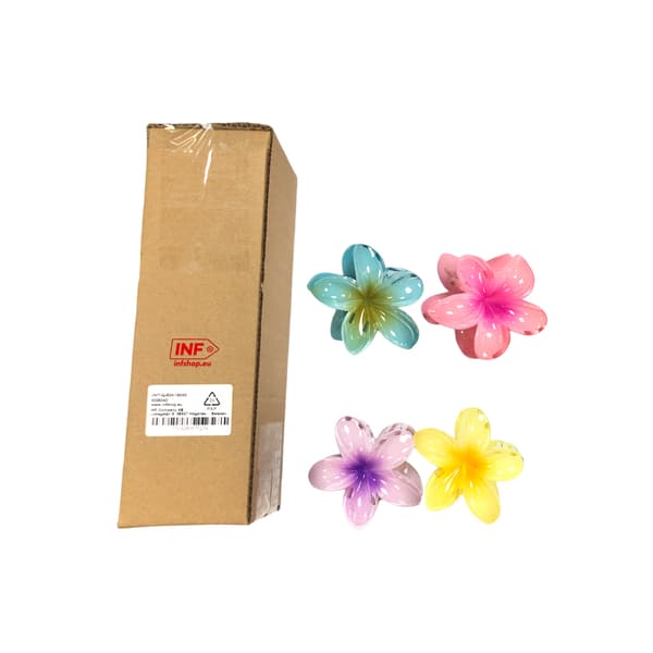 Blomsterhårklämmor 4-pack Gul/Blå/Lila/Rosa