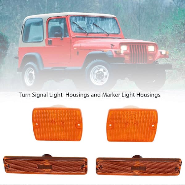 4 stk. Sidemarkeringslys og blinklyshus 56001378 Erstatning for Jeep Wrangler YJ Gul E2U611