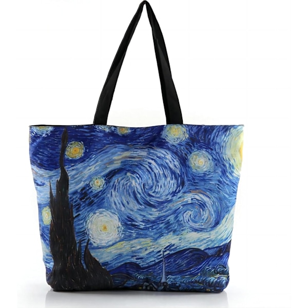 Vincent Van Gogh Canvas Art Tote Bag, Stor Damväska för Kvinnor, Handväska, Shopping Tote Bag, Återanvändbar Starry Night