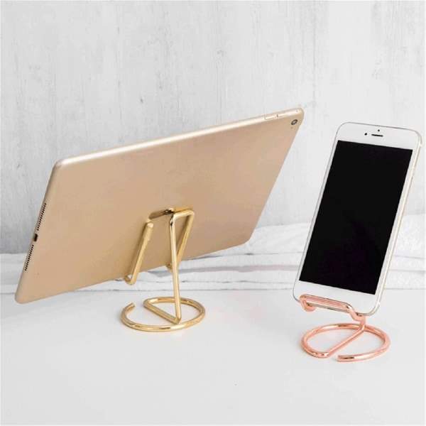 Smedejernstelefonholder Kreativ multifunktions læsestand Bærbar bordtelefonholder Multivinkel justerbar skrivebordsholder til tablet, rosa guld