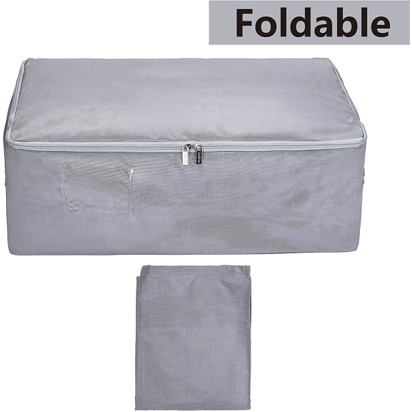 1 styks ekstra stort beklædningsstativ under sengen, foldbare organiseringstasker til dyner (grå, Xxl)