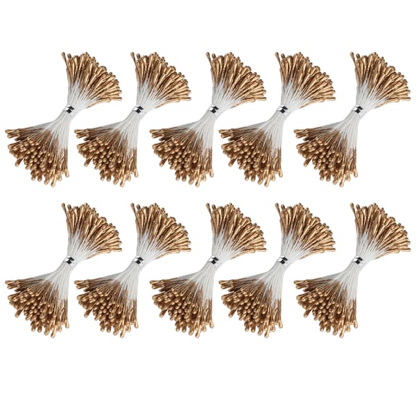Perlestilk Gylden Gips Simulation Dobbeltendet Kunstig Buket Fremstilling Tilbehør (1mm (#3) 1440)
