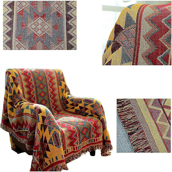 Boheme Geometrisk Kasttæppe, Boho Stof Sofa Kasttæppe Dækker Til Sofa Seng Stol Stue, Soveværelse