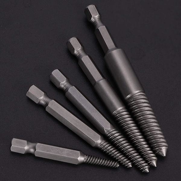 5 stk Skruebor Bits Stud Fjerning Verktøy Broken Skrue Ekstraktor Hex Skaft Skadet Fine Tenner Bolt Fjerning Verktøy