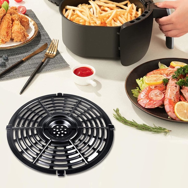 Airfryer-ersättningsdelar Grillpanna, Rund Grill Crisper Plate-bricka med gummibumpar, Non-stick-beläggning Airfryer-ställtillbehör för 3,7qt, Dis