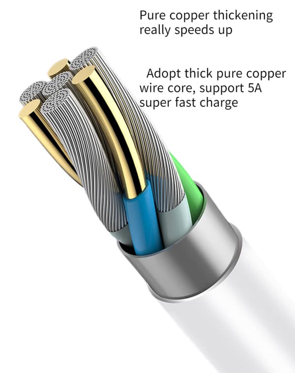 Type-C datakabel, 5A hurtigladekabel og mobiltelefon C