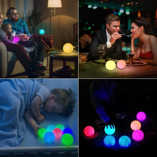 Flytende bassenglys, IP68 vanntett boblebadlys, RGB fargeskiftende LED badekarlys, badelysende ball for barn, innendørs og utendørs 4 Pieces 4 Pieces